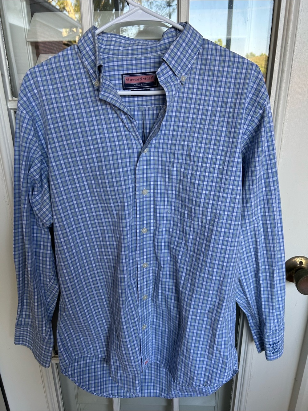 Vineyard Vines Blue and White Plaid Button-Down Shirt
